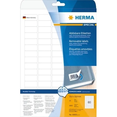HERMA етикети, сваляеми, 35, 6 x 16, 9 мм, 2000 бр (10003)