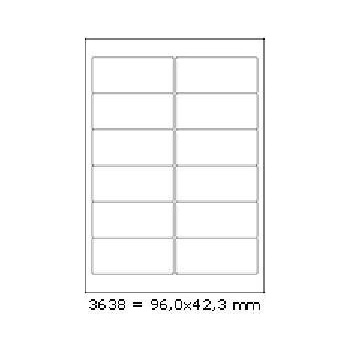 CDRmarket Самозалепващи етикети 96 x 42, 3 mm, 12 етикети A4, 100 листа (R0100.3638A)