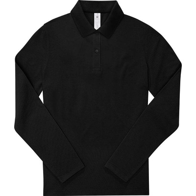 B&C My Polo 180 LSL /women Dámske piqué polo s dlhým rukávom čierna