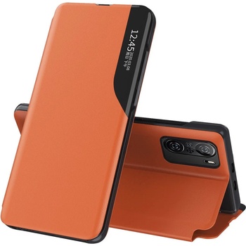 HQWear Калъф Eco Leather View Case elegant bookcase със стойка за Xiaomi Redmi K40 Pro+ / K40 Pro / K40 / Poco F3, оранжев (KXG0014675)