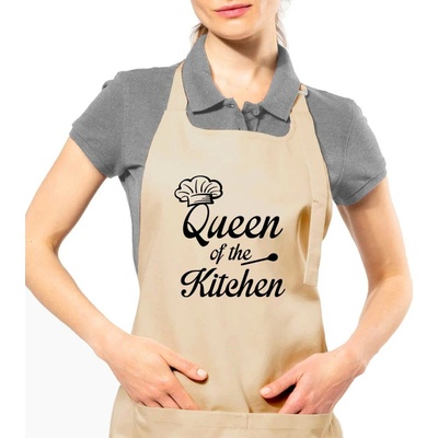 Kariban HobbyTriko Zástěra pro ženy Qeen of the Kitchen Béžová