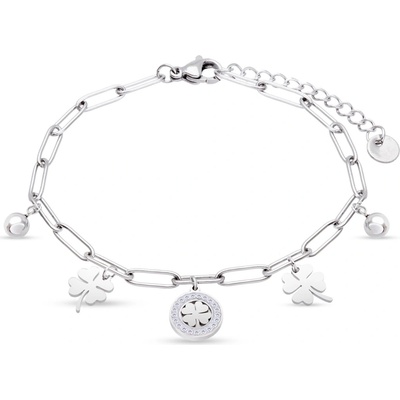 Biju Náramek z chirurgické oceli se čtyřlístky 2975 2002975