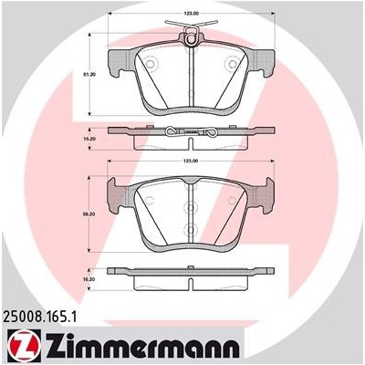 ZIMMERMANN Sada brzdových platničiek kotúčovej brzdy 250081651