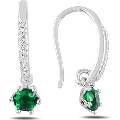 Lunica Stříbrné visací náušnice EMERALD 0486