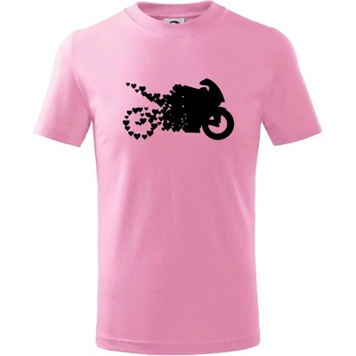 Moto love tričko detské ružová