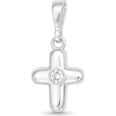 Argento Strieborný prívesok krížik číry okrúhly zirkón 84995