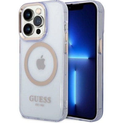 GUESS Кейс Guess GUHMP14LHTCMU за iPhone 14 Pro 6.1", лилав / лилав, твърд Gold Outline Translucent MagSafe (GUE002709-0)