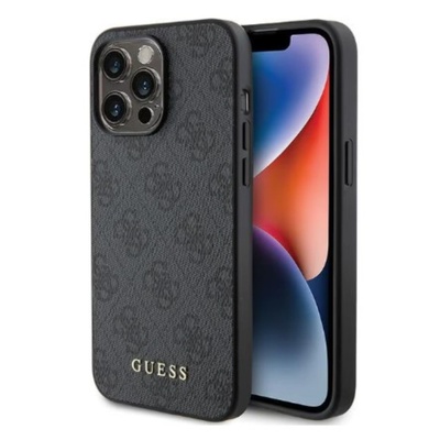 GUESS Калъф, Съвместим с iPhone 15 Pro Max, GUESS, TPU, Сив/черен