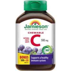 Jamieson Витамин C 500mg таблетки за смучене с вкус на грозде 120 таблетки (IP452)