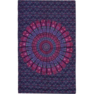 Sanu Babu přehoz na postel Barmeri round květiny fialovo-růžový 130 x 210 cm