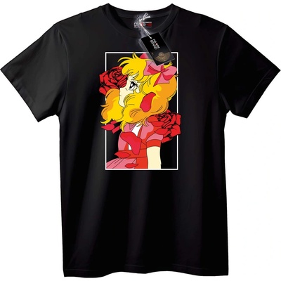 NOONEBRAND Тениска с аниме момиче и рози - 2XL, White