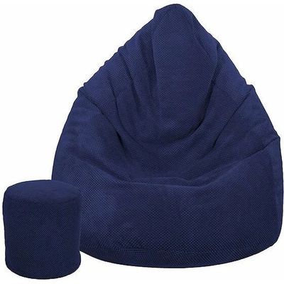 TopKing sedací vak XXXXL + podnožník XL plyš modrý