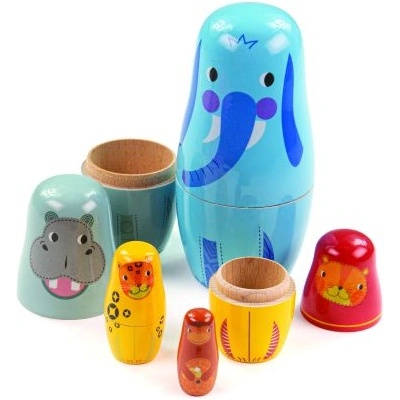 Bigjigs Toys - Дървени матрьошки - Животните от джунглата (T0533)