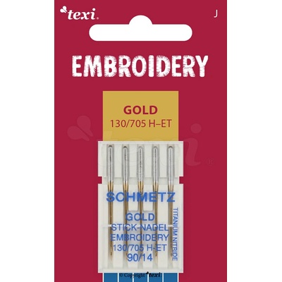 Vyšívací jehly zlaté TEXI EMBROIDERY GOLD 130/705 H-ET 5x90