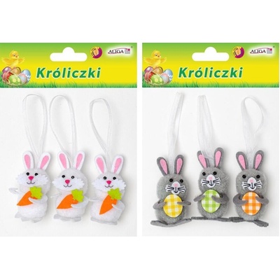 Velikonoční dekorace králíčci 7 cm závěs 3ks mix / WPK 8988 /