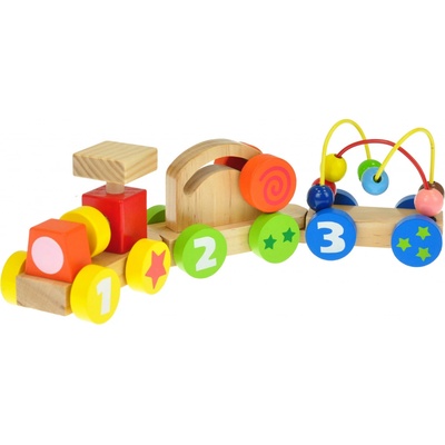 Mikrotrading vláček s vagónky 34 cm dřevěný 2 Play