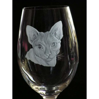 Rytiskla cz RYTÁ HLAVA KOČKY Č 01 sfinx kočka sphynx 01 VINNÁ SKLENICE 500 ml