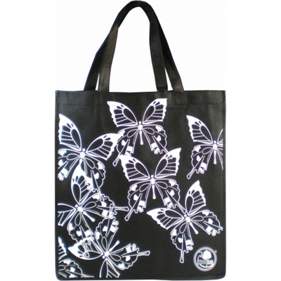 Nákupná taška textilná čierna Butterfly 34x36x22 cm