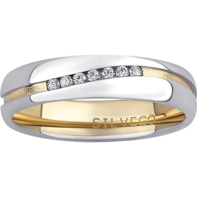 SILVEGO Snubní stříbrný prsten pozlacený žlutým zlatem s Brilliance Zirconia SHG2050ZGPW