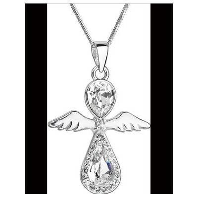 Evolution Group Strieborný náhrdelník anjel so Swarovski kryštálmi biely 32072.1