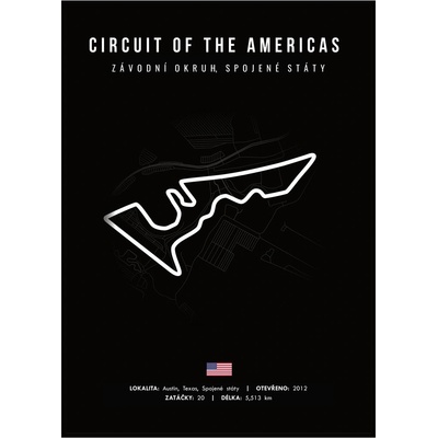 Jen tak z lásky Plakát Závodní okruhy Rozměr plakátu: 30 x 40 cm, Závodní okruh: Circuit of the Americas, Barevná varianta: Černá
