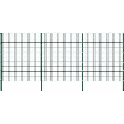 OMAXI Plotový panel se sloupky železný 522 x 200 cm zelený 737430