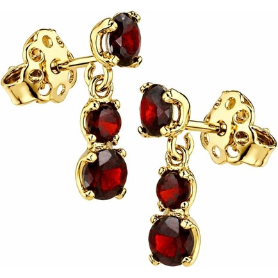 Zlaton Náušnice žluté zlato visací s almandiny 1.5cm 2.3g O21052505521