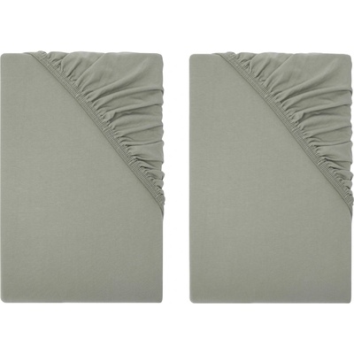 Livarno Napínacia džersejová plachta zelenosivá 90-100x200x25 2 kusy 800014009