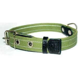 COLLAR Памучен рефлектиращ нашийник - 38 - 50см, 25мм - зелен
