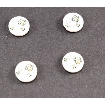 Detský gombík - ovečka - viac farieb - priemer 1,4 cm tmavo biela