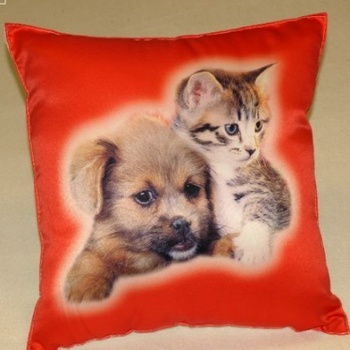 Dadka vankúš Mačiatko a pes v červenom 40x40