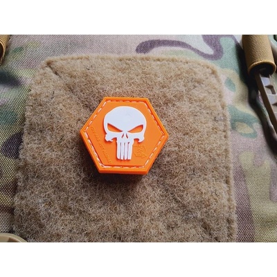 JACKETS TO GO Nášivka PUNISHER hexagon velcro plast ORANŽOVÁ