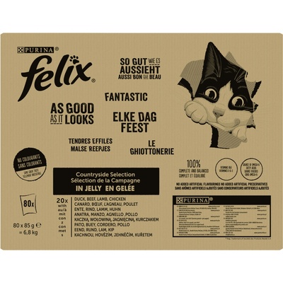 Felix Fantastic hovädzie kuracie kachní a jahňacie v želé 80 x 85 g