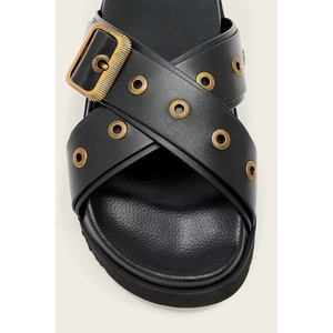 AllSaints чехли с равна подметка от кожа Suki Western Sandal (W042FE.BLK)