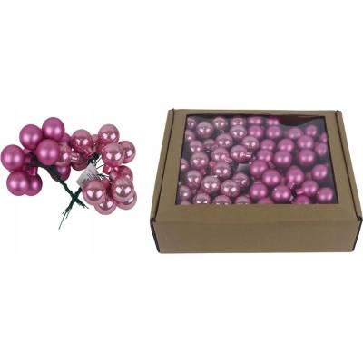 Morex Sklenené ozdoby na drôtiku ružové, priemer 2,5 cm, S0571-05/BOX 144 ks