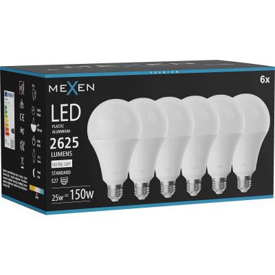 Mexen Nova 6x LED крушка E27, A95, 25W, неутрална - 4000K, 2625 lm - L100-E27-2540-01x06 (L100-E27-2540-01x06)