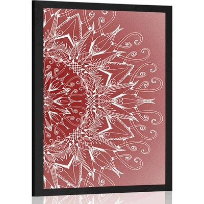 Plakát bílá Mandala na červeném pozadí - 40x60 no frame