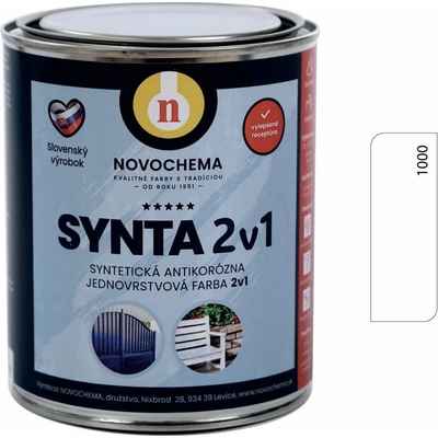 Novochema Synta 2v1 syntetická antikorozní jednovrstvá barva 2v1 0,75 kg 1000 Bílá