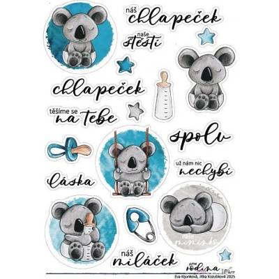 HuráPapír Samolepky A5 - Chlapeček a koala č.1