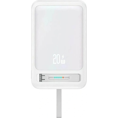 Преносима външна батерия с USB-C порт и безжично зареждане с MagSafe - Usams XM Series CD219 Wireless Charging Power Bank 10000 mAh 22.5W (бял) (USA1295)