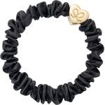 By Eloise London Gold Heart Skinny Silk Scrunchie цвят Black