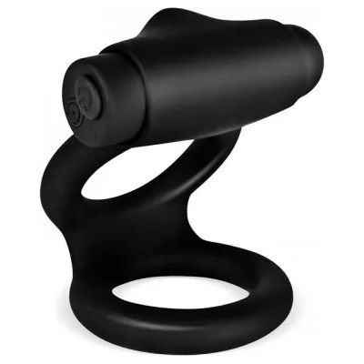 Black & White Двоен вибриращ пенис пръстен от силикон Denver