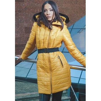 Image 1 of Radek's collection Дълго дамско яке с колан в цвят горчица 22103-301