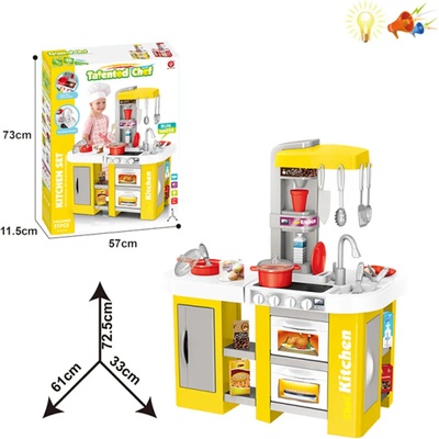 EmonaMall Детска кухня със светещи керамични котлони, реалистични звуци и мивка с течаща вода (72.5см) EmonaMall - Код W4490 (W4490-200521748-6952005217485)