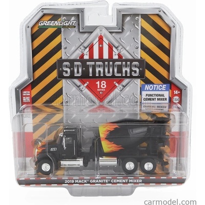 Greenlight Mack Granite Truck Cement Mixer Betoniera 3-assi 2019 Black 1:64
