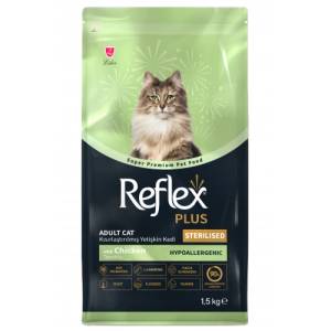 Lider Pet Food Reflex Plus Sterilised Chicken Adult Cat - Пълноценна храна за израснали, кастрирани котки от всички породи с пилешко 1, 5 кг, Турция