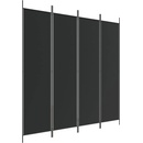 vidaXL 4-panelový paraván čierny 200 x 200 cm látkový