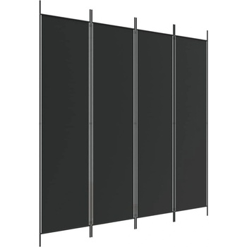 vidaXL 4-panelový paraván čierny 200 x 200 cm látkový