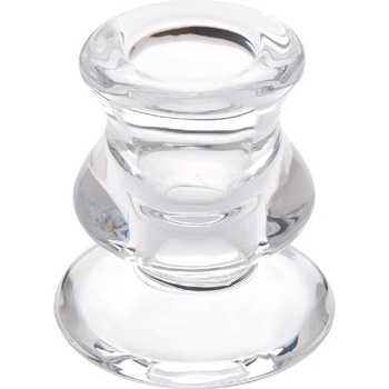 Декоративен стъклен свещник за класически свещи с кръгла основа