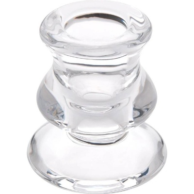 Декоративен стъклен свещник за класически свещи с кръгла основа